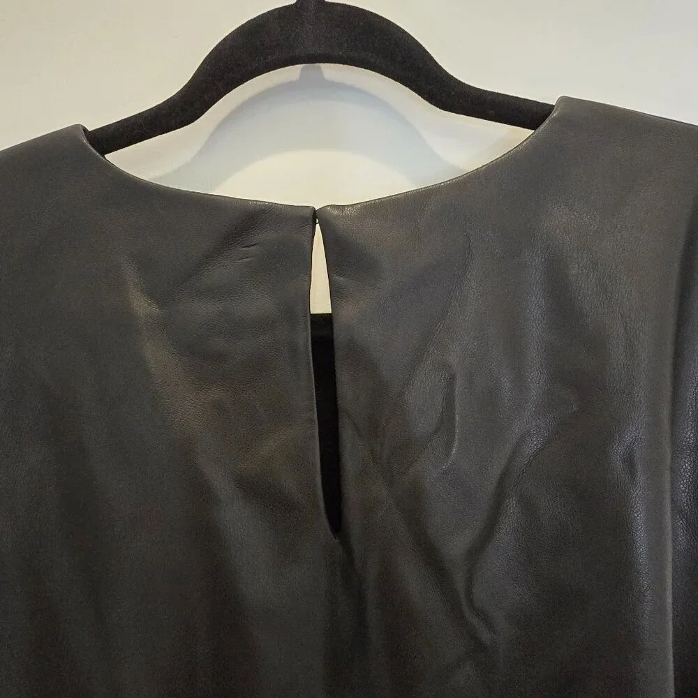 Sachin & Babi Holiday Party Diana Black Faux Leather Sleeveless Dress Size 14 - Picture 10 of 16